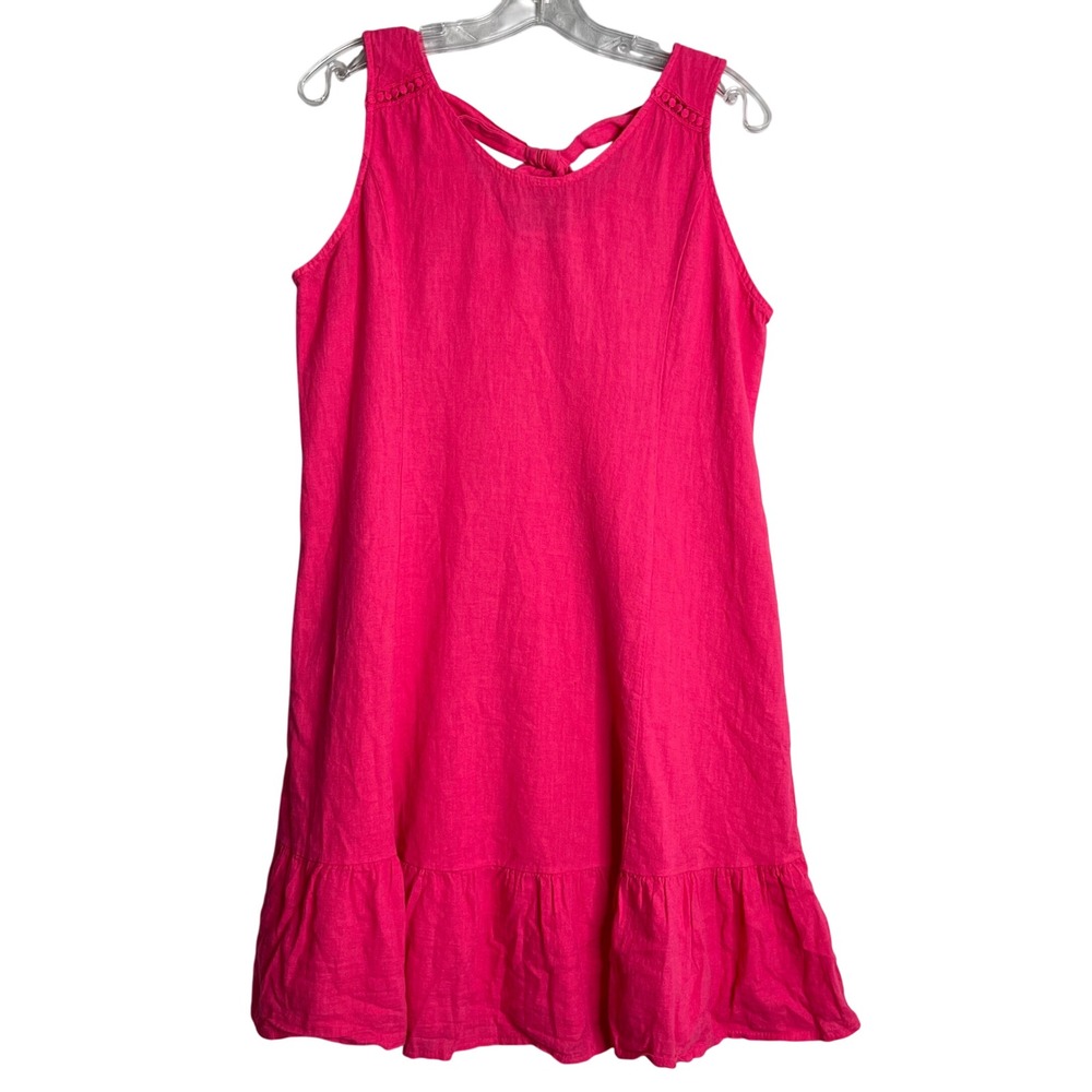 Terzo Millennio Linen Blend Dress Womens S Pink Ruffle Tank Beach Lagenlook